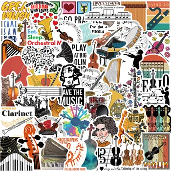 10/52PCS muziekinstrument Orkest Muziek Cartoon Graffiti, Stickers Gitaar Koelkast Bagage-Kid Klassieke Speelgoed Sticker Stickers