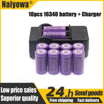 100% Nieuwe originele 16340 Batterij CR123A 16340 Batterij 2700mAh 3,7 V Li-ion Oplaadbare Batterij+16340Charger