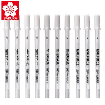 10Pcs Sakura XPGB Jelly Roll 0.3/0.4/0.5 mm Witte Gel Pen Hoogtepunt voering voor Art Marker Design Comic/Manga Schilderij Levert