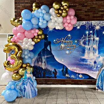 124pcs Disney Prinses Assepoester Ballonnen Set 32inch Aantal Globos Cartoon Thema Verjaardagsfeestje Decor Douche van de Baby de Lucht Ballen
