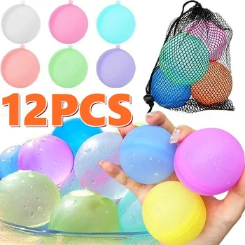 12PCS Herbruikbare Water Ballonnen Ballen Volwassenen Kids Zomer Zwembad Silicone Water Gevechten Spelen Speelgoed Zwembad Water Bom Spelletjes