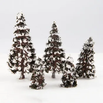 16Pcs Gemengde Schaal Model Cedar Bomen met Sneeuw Diorama Spoor het Winter Landschap Hoogte 6/8/10/12cm Elk 4 stuks