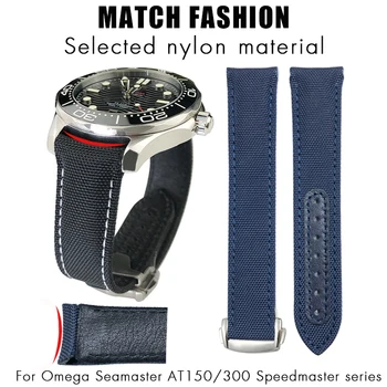 19mm 20mm 21mm Nylon Horlogeband voor Omega Speedmaster Moonwatch Seamaster AT150 Planet Ocean Seiko Blauwe Canvas Stof Horloge Band
