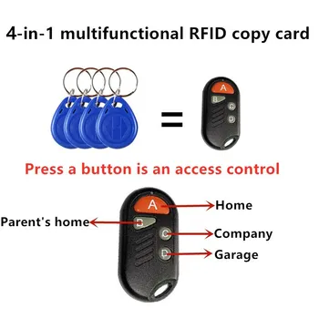 1Pc RFID Meerdere Keyfob 4 of 5 in 1 125khz T5577 EM ID Beschrijfbare IC 13.56 Mhz-1k-S50 UID Verwisselbare Kaart Tag