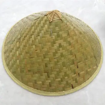 1pcs Bamboe Bamboe Hoed Rotan Visser Hat Retro Handgemaakte Weven Stro Hoed Toerisme Regen Cap Dans Rekwisieten Kegel Vissen Hoed