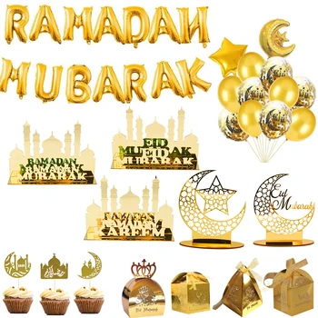 1set Eid Mubarak Ornamenten Gouden Ballonnen Banners voor de Ramadan Kareem Partij Decoratie Moslim Bruiloft Verjaardag Ambacht Leveringen