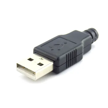 2.0 USB Type A Mannetje 2.0 USB-Aansluiting Aansluiting Met Zwarte Plastic Cover Soldeer Type 4-Polige Stekker DIY-Aansluiting