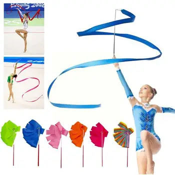 2/4m Kleurrijke Linten Dans Lint Ritmische Kunst Gymnastiek Staaf Opleiding Stick Streamer Regenboog Twirling Ballet Y2I2