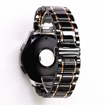 20 22 24 luxe keramiek en roestvrij staal zwart-witte riem voor Samsung s2 3 4 Huawei GT horloge band armband armband riem