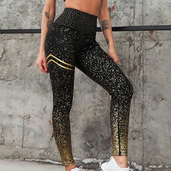 2019 Lady Gold Stempel Afdrukken, Elastische Hoge Taille Naadloze Legging Yoga Pants Broek Energie Naadloze Legging Fitnessruimte Meisje leggins
