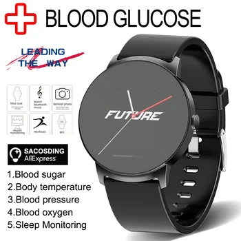 2023 NIEUWE Glucose Smart Watch Mannen bloeddruk Bloed Zuurstof lichaamstemperatuur Hartslag Alarm IP68 Waterdichte Smartwatch Vrouwen