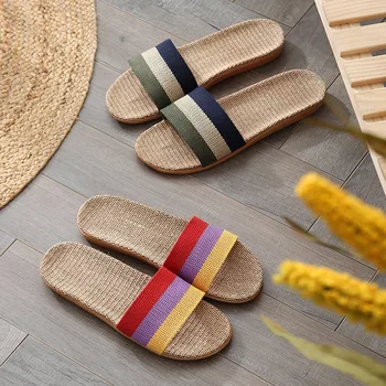 2023 nieuwe groot formaat linnen slippers home paar indoor slippers houten vloer katoen en linnen home zomer sandalen 16-JUANFA