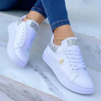 2023 Nieuwe Herfst Schoenen Waterdicht en Witte Sneakers voor Vrouwen koreaanse Versie Lace Up Casual Platte sportschoenen voor Dames, van Gevulkaniseerde Schoenen