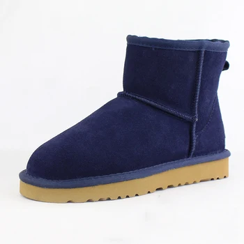2023 Nieuwe Mode Australië Klassieke Vrouwen Snow Boots Dames Echte Koeienhuid Lederen Enkellaarsjes Kunstmatige Wol Warme Winter Laarzen