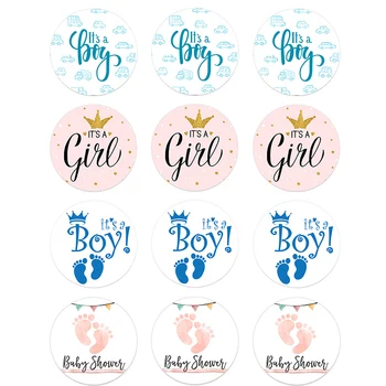 24/48pcs Baby Douche Self-adhesive Stickers Jongen of Meisje Stemming Stickers voor Gender Reveal Party Creatieve Decoratie Thuis Leveringen