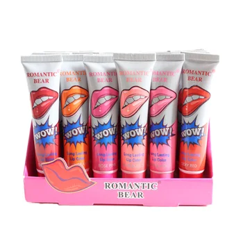 24Pcs 6-Kleuren-Korea Peel Off Vloeibare Lipstick Waterdichte Langdurige vochtinbrengende Crème lipgloss Scheur Lip Gloss Lip Tint Cosmetische