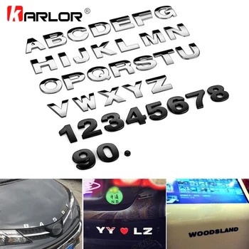 25mm Auto Chroom Metaal zelf 3D ARC Letters Digitale Alfabet Embleem Auto Decoratie Stickers Logo van Auto ' s van Auto-Accessoires
