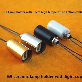 2pcs/veel G9 aansluiting Goud/Chroom Keramiek Base-Halogeen Led-Lamp Licht Houder Met Metalen Kop En 30cm Fep Draad DIY Verlichting Acc