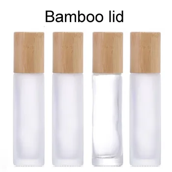 30PCS 10ml Navulbare Spray Fles te Rollen Op Glazen Flessen Voor Etherische Olie Roller Hervulbare Flessen Container Met Bamboe Deksel