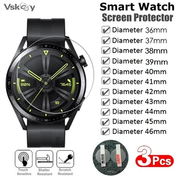 3PCS Ronde Smart Watch Screen Protector Diameter 40 mm 41 mm 42 mm 43 mm 44 mm 45 mm 46 mm 39mm 38 mm Gehard Glas Beschermende Film