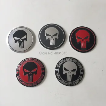 4 stuks 56,5 mm 60mm 65mm Schedel Punisher Midden Wiel Cap Badge Embleem Sticker Sticker Aluminium