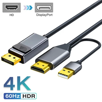 4K-60Hz HDMI-Compatibele naar Displayport Adapter DP Kabels Audio / Video Synchronisatie voor de PS3/4 Laptop Monitor Projector Kabel
