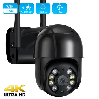 4K-8-MEGAPIXEL PTZ Buiten WiFi IP Camera H. 265 Draadloze 5X Digitale Zoom, Automatisch Volgen in de Kleur Night Vision Surveillance Security Camera
