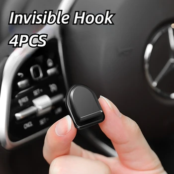 4pcs Auto Mini Zwart Haak Organisator Opslag rugleuning Verborgen voor de USB-Sleutel Zak met Zelfklevende Hanger Auto Bevestiger Clip