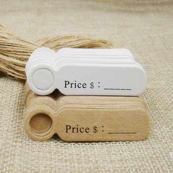 5*1.3 cm schattig vorm kraft papier blanco prijs etiket 100st +100st hennep string voor de productie prijskaartje beschrijving