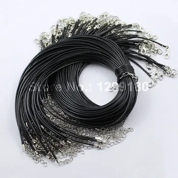 50pcs/veel 17-19 Inch Verstelbare Zwarte Ketting-Korea Wax touw Koord String 1,5 mm Voor doe-het Maken van Sieraden (K01715)