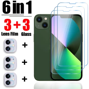 6in1 Screen Protector voor iPhone 13 12 11 Pro Max Mini Camera Lens Film voor iPhone X X Xs Max 7 8 6 6S Plus SE 2020 Glas