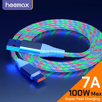 7A 100W Flow Lichtgevende USB-Kabel Type C Voor de Huawei Honor 50 Pro3A Snel Opladen USB-C spanningsdraad Micro voor Xiaomi Samsung iPhone