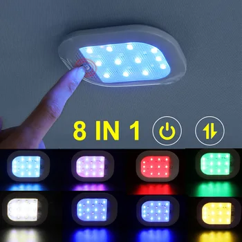 8in1 RGB-USB-Auto-Interieur Verlichting LED voor Dak Auto Ambient Sfeer Llight Plafond van de Koepel Lamp Draadloos
