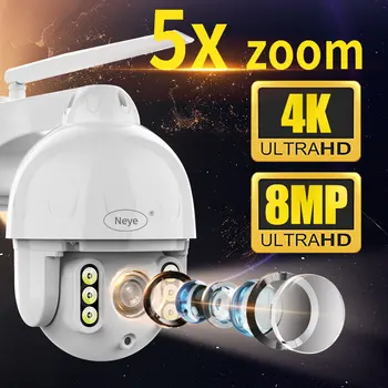 8MP 4K Waterdichte Wifi Buiten Camera met 5X Zoom PTZ Speed Dome Camera Ai Menselijke Detectie Camera van KABELTELEVISIE IP van