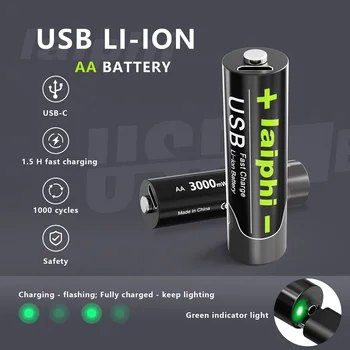 AAA nieuwe grote capaciteit 1110mWh oplaadbare lithium-ion batterij AA 3000MWH 1,5 V USB-snel herlaadbare lithium-ion batterij