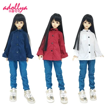 Adollya Mode Kleding Voor Poppen Lang Shirt BJD Doll Accessoires Wit Rood Blauw Meisje Shirt Kleding voor 1/6 1/4 1/3 Poppen