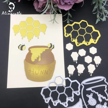 Alinacutle De Honing Pot Bee Honingraat Metaal Stansen Scrapbooking-Papier Ambachtelijke Album Handgemaakte Kaart Sjabloon Stansen