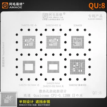 Amaoe QU8 BGA Reballing Stencil Voor SM8350 SDM439 SM8250 102/002 Voor Qualcomm Snapdragon 888 CPU RAM BGA Directe Warmte-Sjabloon