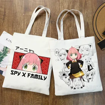 Anya Zelfvoldaan Kawaii Cartoon Grappig Shopping Bag Tote Harajuku Japanse Anime Spy X Familie Canvas Schoudertas Vrouwelijke Ulzzang Eco