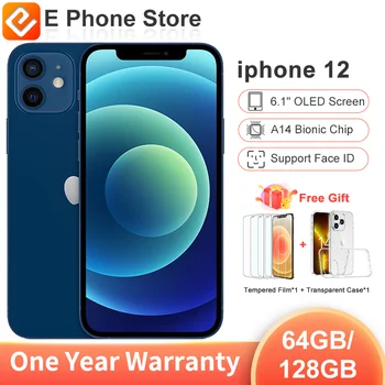 Apple iPhone 12 64GB/128GB ROM Ontgrendeld 6.1 inch OLED-Scherm A14 Bionic Chip Met Face ID 12MP+12MP Camera, NFC