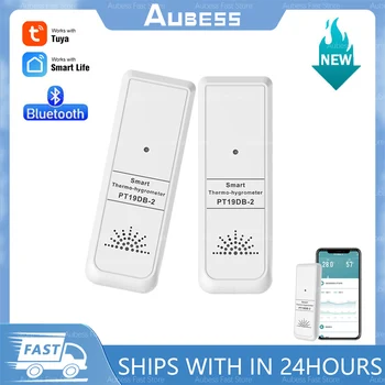 Aubess Tuya Smart Buitentemperatuur, Luchtvochtigheid Sensor -10℃-50℃ Detectie Bereik Mobiele App Remote Monitoring Support Gateway