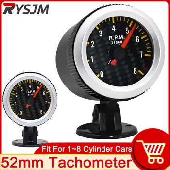 Auto Toerenteller + Meter Houder Tacho Meter 0~8000 RPM Meter 52mm Auto Motor Aanwijzer Meter 12V Benzine 1~8 Cilinder Motoren