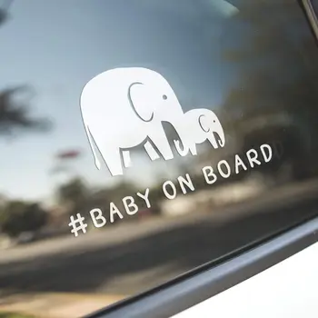 Baby aan Boord Olifant Vinyl Sticker Sticker voor het Raam van de Auto Bumper Laptop Kid Veiligheid Tekenen Eenvoudig te Installeren Waterdicht en UV