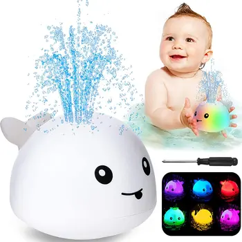 Baby Speelgoed voor in Bad Walvis Automatische Spray Water Bad Speelgoed met LED-Licht Sprinkler Bad Douche Speelgoed voor Peuters, Kids Boys