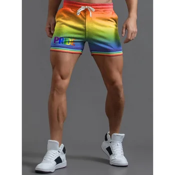 BabYoung Mannen Rainbow Pride Regenboog Gestreepte Katoenen Casual Broek Sport Broek Fashion Mannen Capri Koppels Plus Size S~4XL
