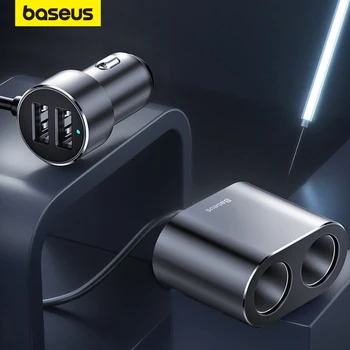 Baseus Auto Splitter voor sigarettenaansteker 12V-24V Dual USB Auto-Oplader voor de 100W Auto Splitter netadapter Voor de Auto met USB-HUB