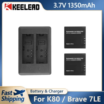 Batterij Voor KEELEAD K80 Actie Camera met Accessoires Voor AKASO Dappere 7LE 2-Weg Lader van de Batterij 3.7 V 1350mAh