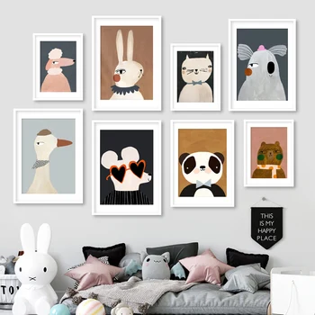 Beer Panda Goose Koala Muis, Kat, Hond, Paard, Kunst Aan De Muur, Canvas Schilderij Nordic Posters En Prints Muur Foto ' S Van De Baby Kids Kamer Decor