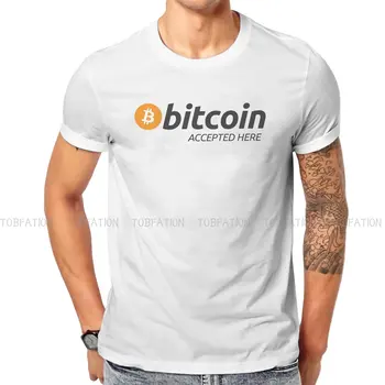 Bitcoin Cryptocurrency Mijnwerkers Nieuwste Meme t-shirt voor Mannen Geaccepteerd Hier BTC Grijs Polyester T-Shirt Cadeau Kleding Tops 6XL