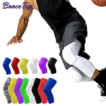 BraceTop 1 Paar Basketbal Knie Pads Protector Compressie Mouwen Honingraat Schuim Brace Kneepad Fitnessuitrusting Volleybal Ondersteuning